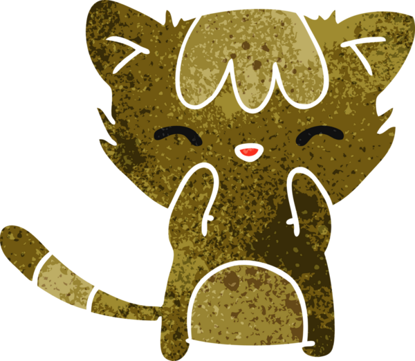 Bir insan tarafından çizilmiş sevimli kawaii kedisinin serbest çizimi.