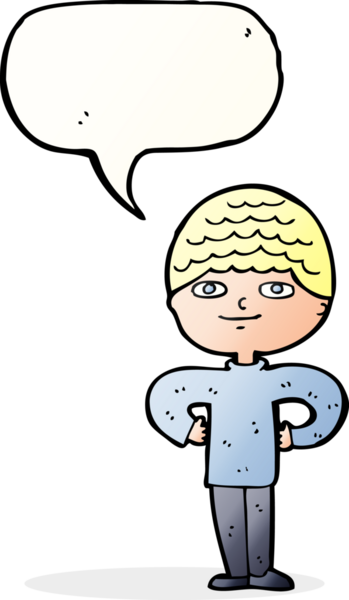 Bir insan tarafından çizilmiş konuşma balonu olan gururlu bir adam.