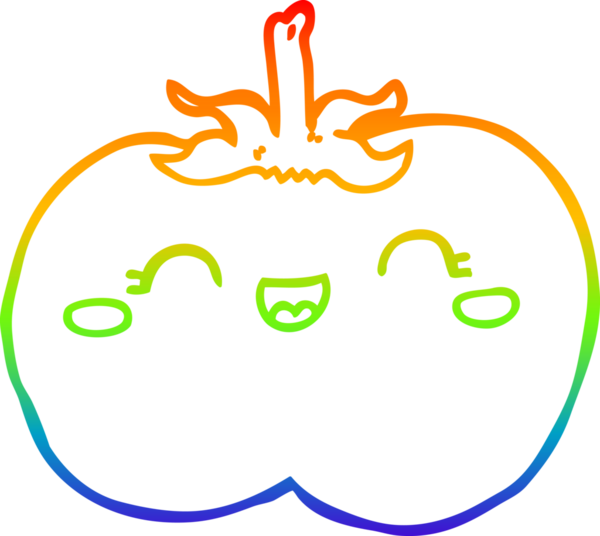 gökkuşağı gradyanı bir insan tarafından çizilmiş bir domates çizgi çizimi