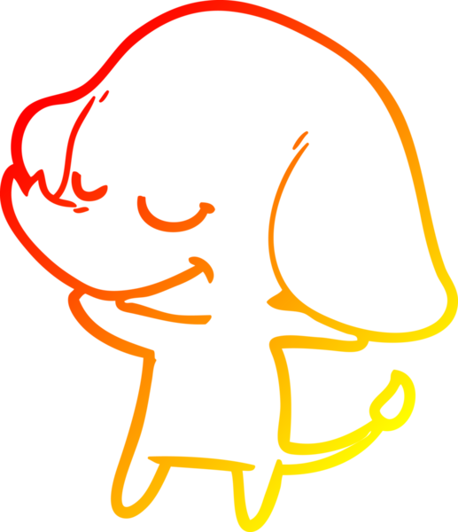 Bir insan tarafından çizilmiş gülümseyen bir filin sıcak çizgi çizimi