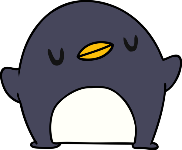 Bir insan tarafından çizilmiş sevimli bir penguen resmi.