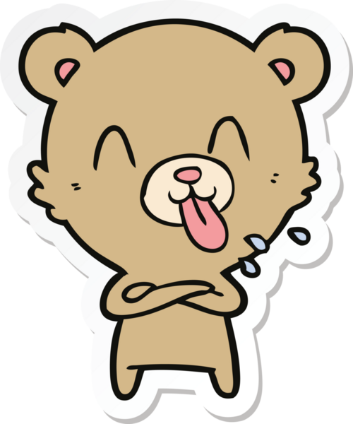 Bir insan tarafından çizilmiş kaba bir çizgi film ayısının çıkartması.