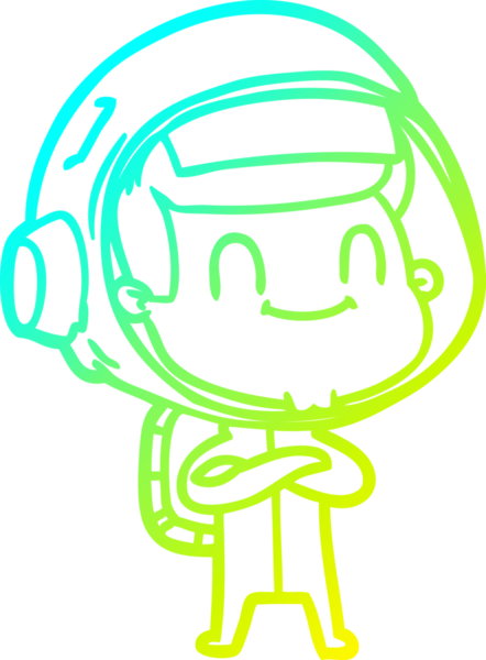 Bir insan tarafından çizilmiş mutlu bir astronotun soğuk gradyan çizimi.