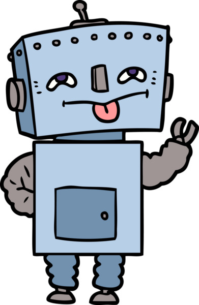 Bir insan tarafından çizilmiş çizgi film robotu