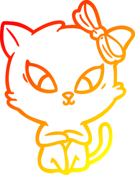 Bir insan tarafından çizilmiş çizgi film kedisinin sıcak çizgi çizimi