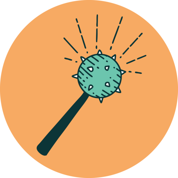 Bir insan tarafından çizilmiş bir dövme stili ortaçağ topuzu ikonu