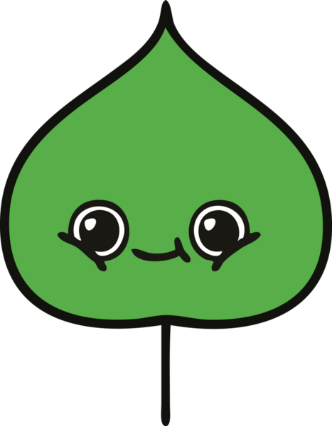 Bir insan tarafından çizilmiş dışavurumsal yaprağın sevimli karikatürü.