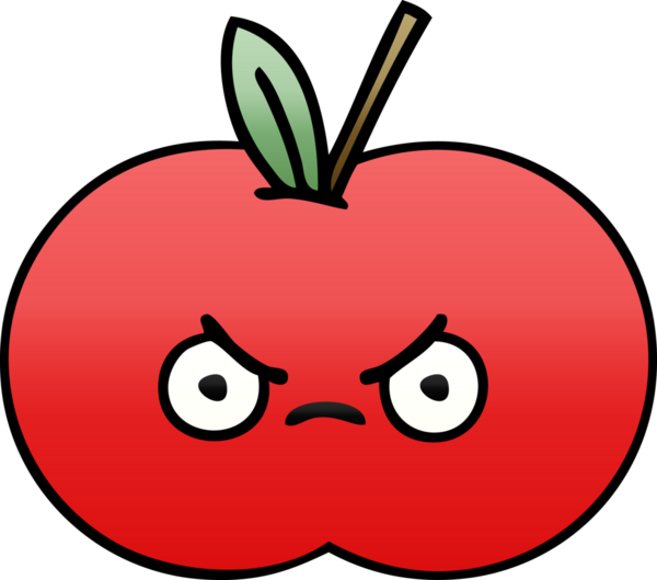 Bir insan tarafından çizilmiş kırmızı bir elmanın gölgeli çizgi filmi.