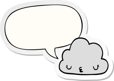 Bir insan tarafından çizilmiş baloncuk çıkartmalı şirin bir çizgi film bulutu.