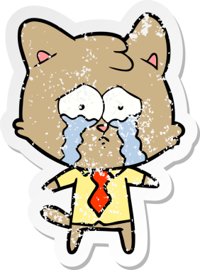 Bir insan tarafından çizilmiş karikatür bir kedinin sıkıntılı çıkartması.