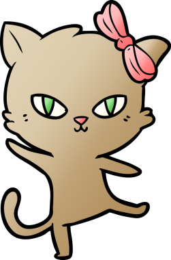 Bir insan tarafından çizilmiş sevimli çizgi film kedisi.