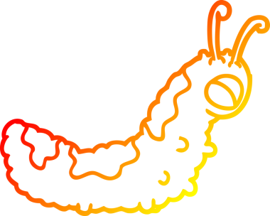 Bir insan tarafından çizilmiş komik bir tırtılın sıcak çizgi çizimi