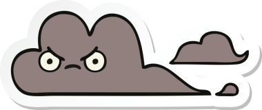 Bir insan tarafından çizilmiş şirin bir fırtına bulutunun çıkartması.