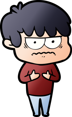 Bir insan tarafından çizilmiş sinirli çizgi film çocuğu.