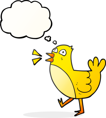 Bir insan tarafından çizilmiş serbest çizim balon karikatür kuşu.