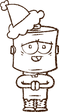 Bir insan tarafından çizilmiş Noel Robotu Kömür Çizimi