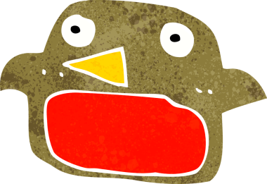 Bir insan tarafından çizilmiş robin çizgi filmi.