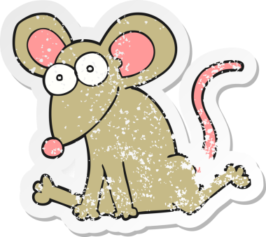 Bir insan tarafından çizilmiş karikatür bir farenin gerilimli çıkartması