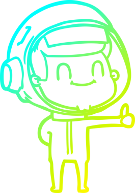 Bir insan tarafından çizilmiş mutlu bir astronotun soğuk gradyan çizimi.