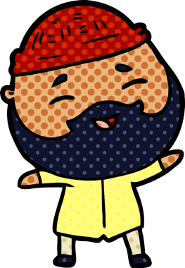 Bir insan tarafından çizilmiş mutlu sakallı bir adam.