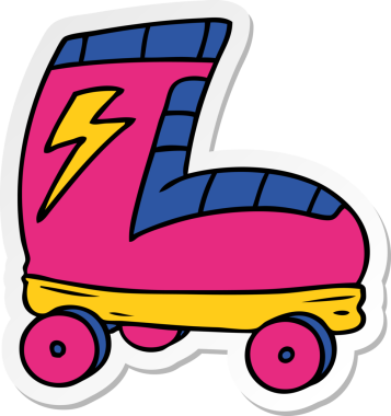 El çizimi karikatür karikatür çizimi. Bir insan tarafından çizilmiş paten çizimi.