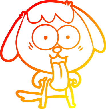 Bir insan tarafından çizilmiş sevimli bir köpeğin sıcak çizgi çizgisi.