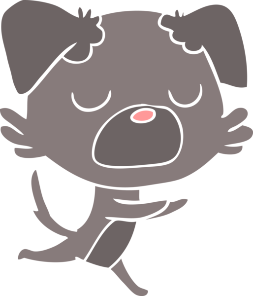 Bir insan tarafından çizilmiş düz renkli çizgi film köpeği.