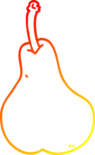 Bir insan tarafından çizilmiş bir karikatür armutunun sıcak gradyan çizimi