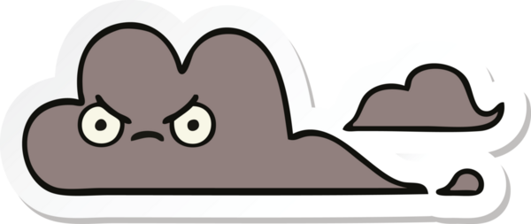 Bir insan tarafından çizilmiş şirin bir fırtına bulutunun çıkartması.