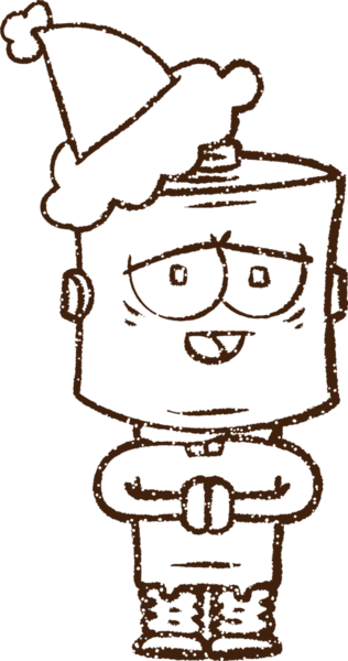 Bir insan tarafından çizilmiş Noel Robotu Kömür Çizimi