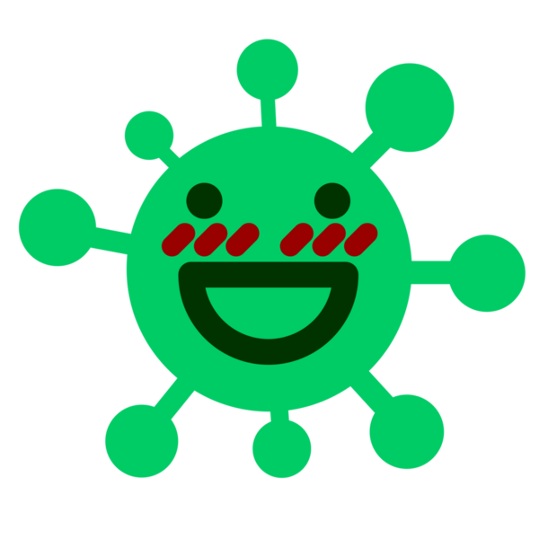 Bir insan tarafından çizilen mutlu kızaran virüs