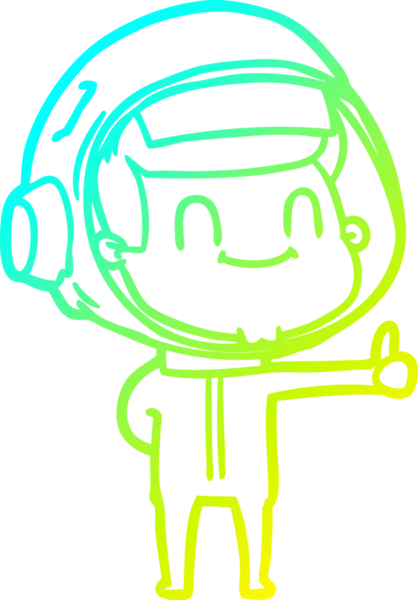 Bir insan tarafından çizilmiş mutlu bir astronotun soğuk gradyan çizimi.