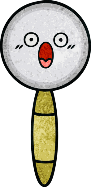 Bir insan tarafından çizilmiş bir büyüteçin retro grunge desen karikatürü