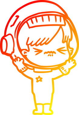 Bir insan tarafından çizilmiş bir astronot kadın çizgi çizimi.