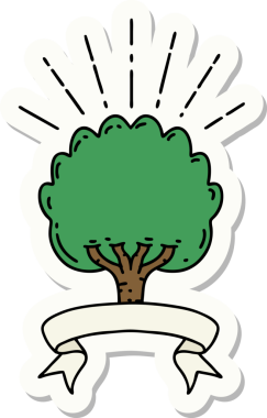 Bir insan tarafından çizilmiş dövme stili bir ağacın çıkartması.