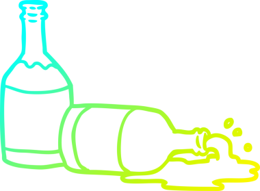 Bir insan tarafından çizilmiş bira şişelerinin soğuk gradyan çizimi.