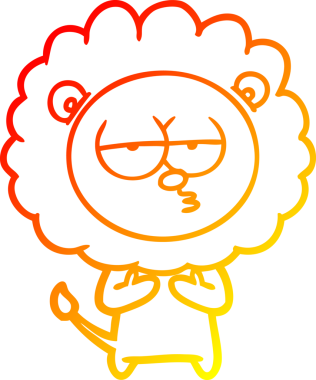 Bir insan tarafından çizilmiş yorgun bir aslanın çizgi çizimi.