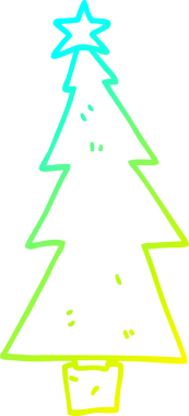 Soğuk gradyan çizgisi bir insan tarafından çizilmiş bir karikatür noel ağacı.