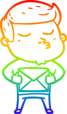 Gökkuşağı gradyan çizgi çizimi Bir insan tarafından çizilen çizgi film modeli adam