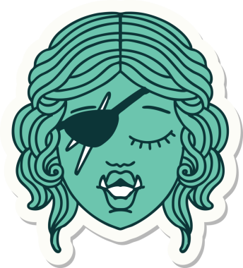 Bir insan tarafından çizilmiş bir Ork haydut karakterinin çıkartması