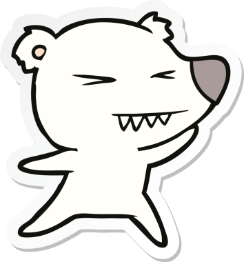 Bir insan tarafından çizilmiş kızgın bir kutup ayısının çıkartması.