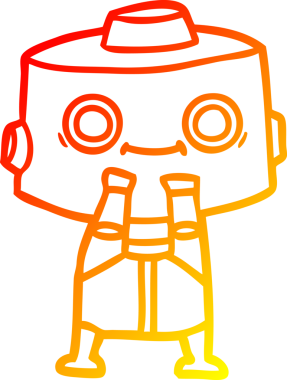 Bir insan tarafından çizilen çizgi film robotunun sıcak çizgi çizimi