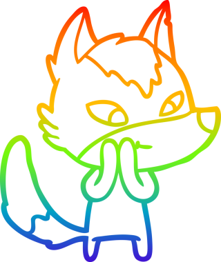 Gökkuşağı gradyan çizgisi. Bir insan tarafından çizilmiş dost bir kurt çizgi filmi.