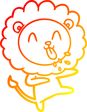 Bir insan tarafından çizilmiş mutlu çizgi film aslanının sıcak çizgi çizimi