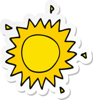 Bir insan tarafından çizilmiş bir çizgi film güneşinin çıkartması.