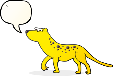 Bir insan tarafından çizilmiş serbest konuşma balonu karikatürü leoparı