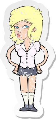 Bir insan tarafından çizilmiş kalçaları üzerinde elleri olan bir karikatürün gerilimli çıkartması.