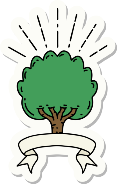 Bir insan tarafından çizilmiş dövme stili bir ağacın çıkartması.