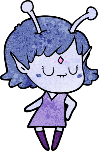 Bir insan tarafından çizilmiş uzaylı kız.