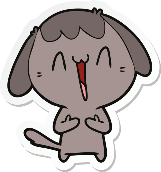 Bir insan tarafından çizilmiş şirin bir köpeğin çıkartması.